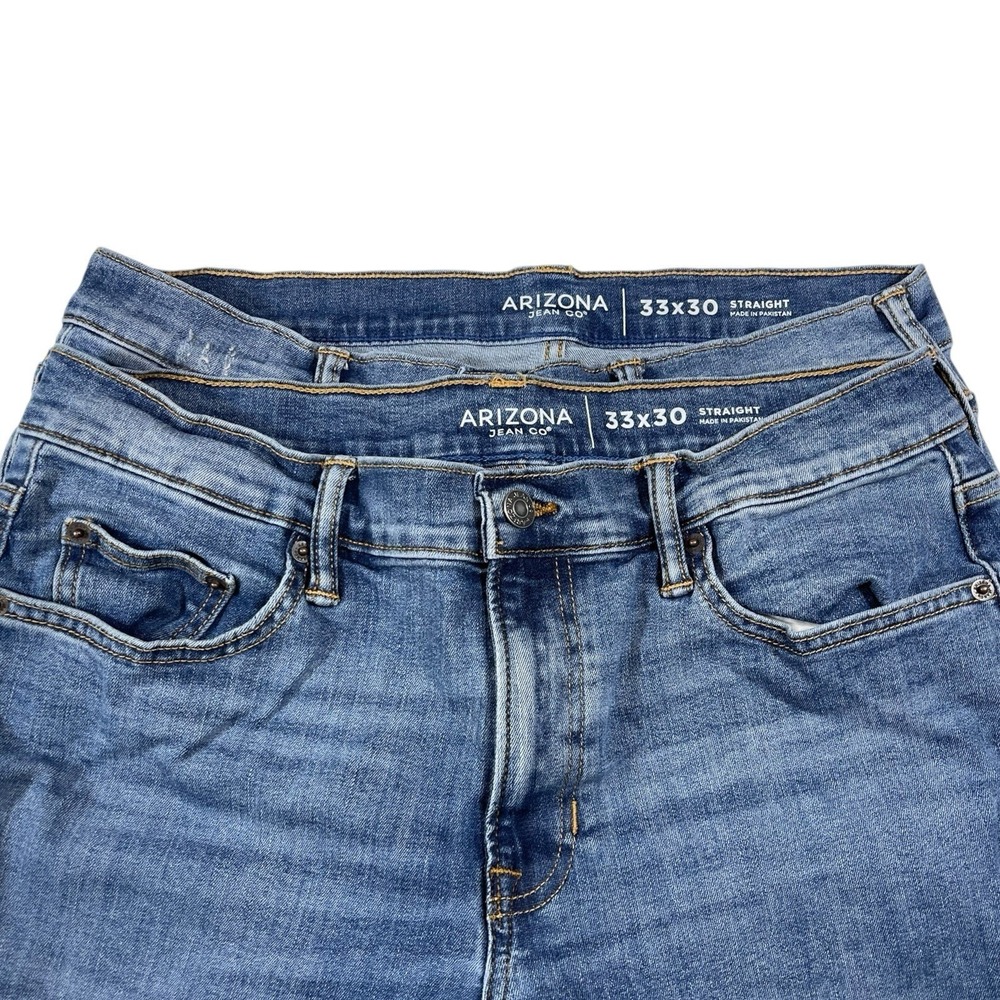 2Pairs Arizona 33x30 Blue Jeans Straight Leg Medium Wash Denim Americana Classic